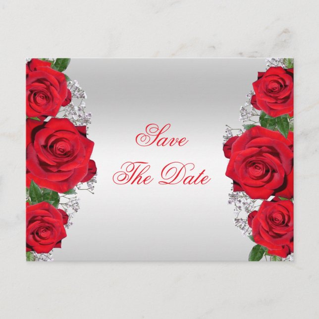 Beautiful Romantic Red Roses Birthday Announcement Postcard (Front)