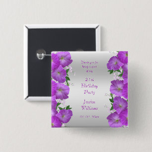Beautiful Romantic Red Roses Birthday Favour 15 Cm Square Badge