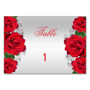 Beautiful Romantic Red Roses Birthday Table Number