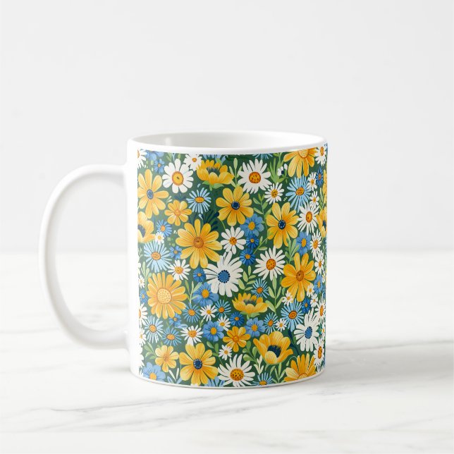 Beautiful Romantic Spring Yellow Girly Flowers  Coffee Mug (Left)