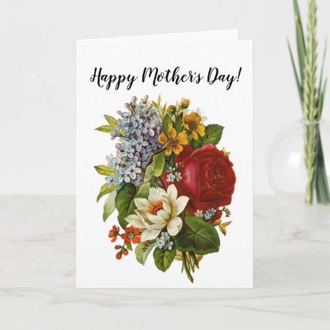 Beautiful Romantic Summer Bouquet with Red Rose Card (Front)