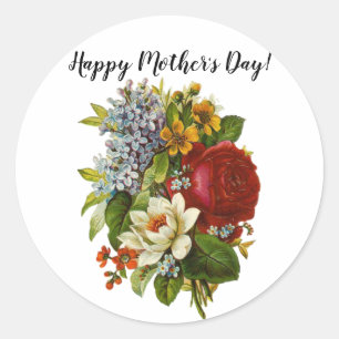 Beautiful Romantic Summer Bouquet with Red Rose Classic Round Sticker