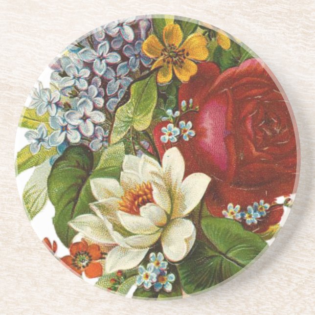 Beautiful Romantic Summer Bouquet with Red Rose Coaster (Front)