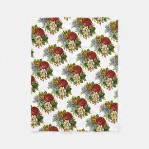Beautiful Romantic Summer Bouquet with Red Rose Fleece Blanket