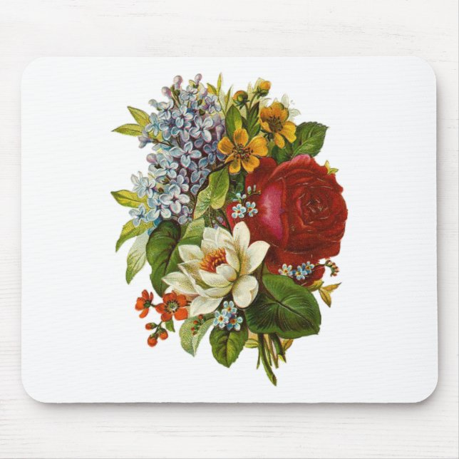 Beautiful Romantic Summer Bouquet with Red Rose Mouse Mat (Front)