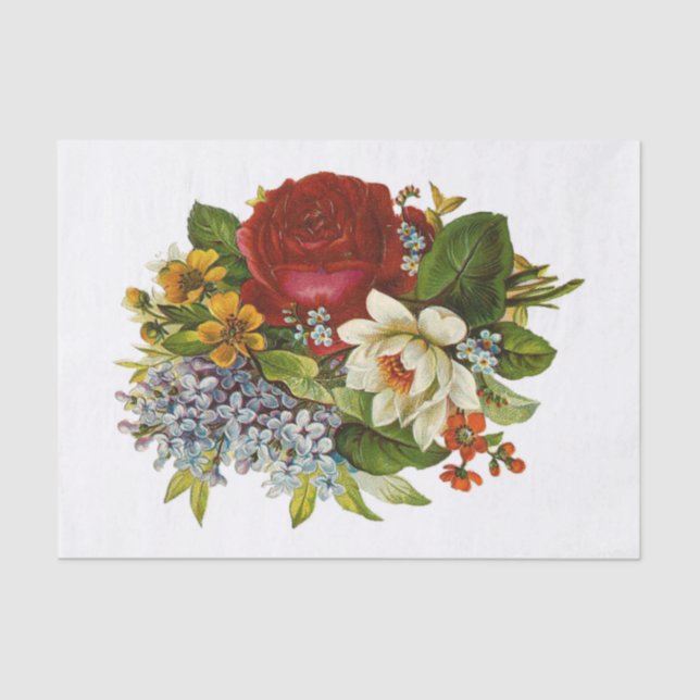 Beautiful Romantic Summer Bouquet with Red Rose Tissue Paper (Front)