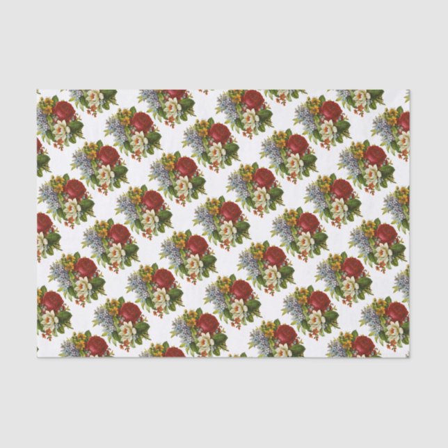 Beautiful Romantic Summer Bouquet with Red Rose Tissue Paper (Front)