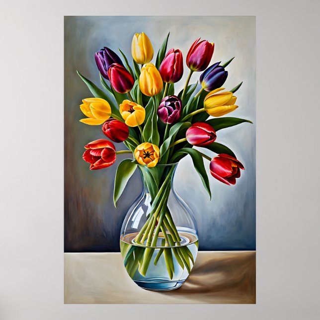 Beautiful Romantic Tulip Cascade Poster (Front)