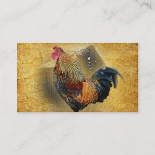 Beautiful Rooster and Rustic Barn Chicken Coop Business Card