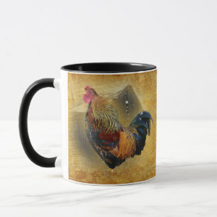 Beautiful Rooster and Rustic Barn Chicken Coop Mug