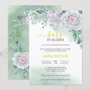 Beautiful Rose Baby In Bloom Floral Baby Shower Invitation