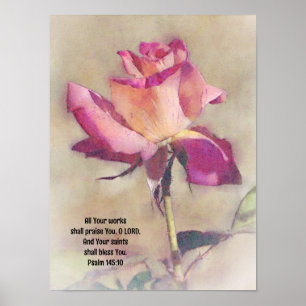 Beautiful Rose Bible Verse Art Poster