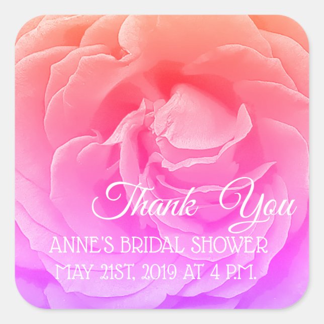 Beautiful Rose Blosso Photo Bridal ShowerSticker Square Sticker (Front)