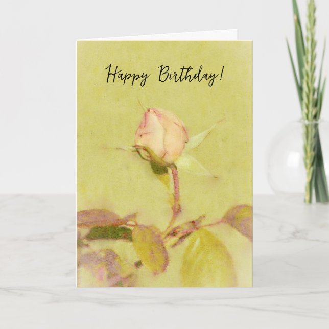 Beautiful Rose Bud Flower Art Birthday Card (Front)