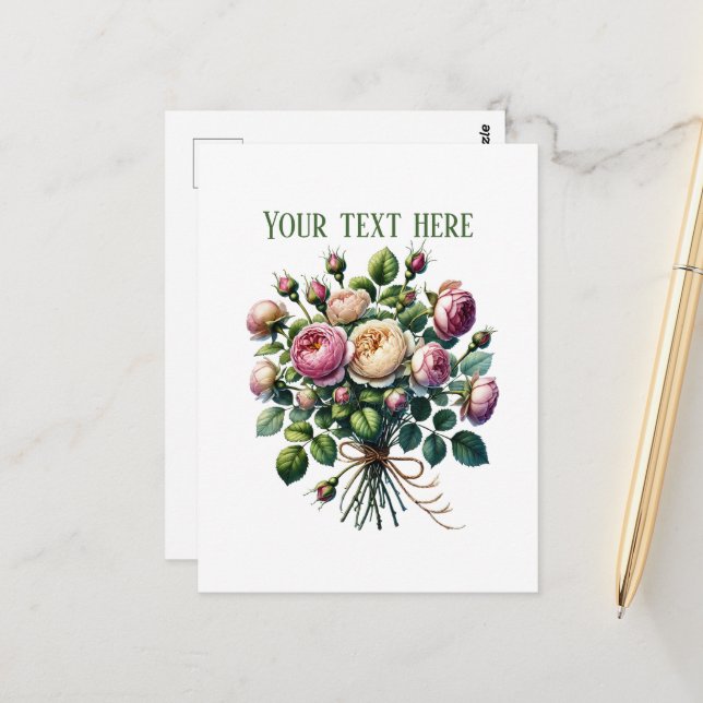 Beautiful rose bundle customizable postcard (Front/Back In Situ)