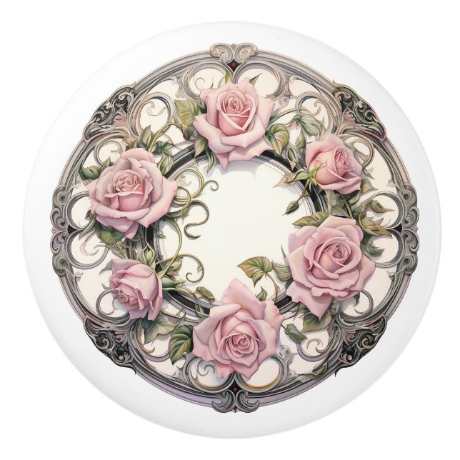 Beautiful Rose Ceramic Knob (Front)