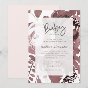 Beautiful Rose Colour Floral Baby Shower Invitation
