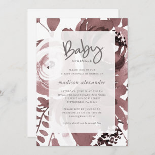 Beautiful Rose Colour Floral Baby Sprinkle Invitation