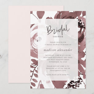 Beautiful Rose Colour Floral Blush Bridal Shower Invitation