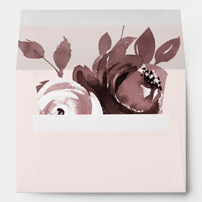 Beautiful Rose Colour Floral on Blush Envelope (Back (Bottom))