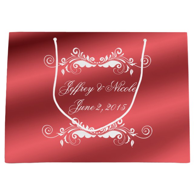 Beautiful Rose Elegant Satin Wedding Large Gift Bag (Front)