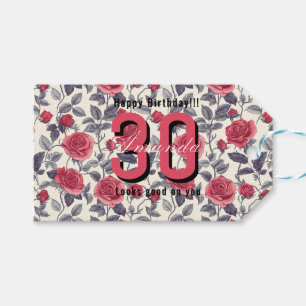 Beautiful Rose Flower Birthday Party Gift Tags
