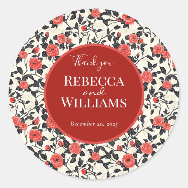 Beautiful Rose Flower Floral Wedding Sticker (Front)