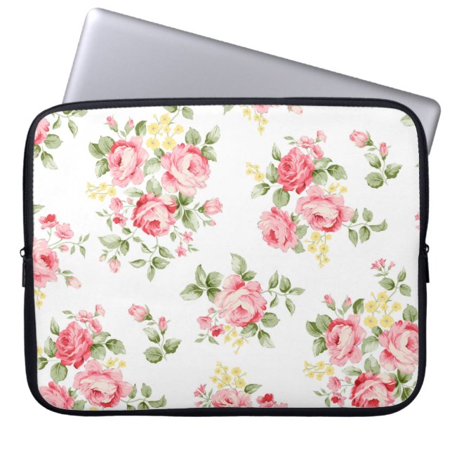 Beautiful rose flower pattern, little floral bouqu laptop sleeve (Front)