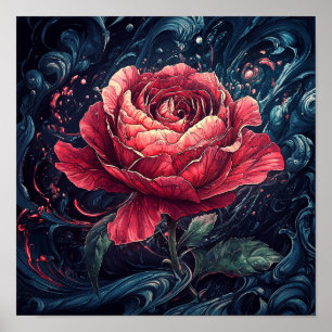 Beautiful Rose Flower Wall Hanging Home Styling Poster