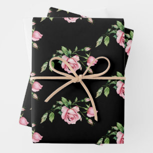 Beautiful Rose Garden Flower Thank You Card Wrapping Paper Sheet