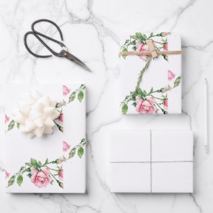Beautiful Rose Garden Flower Thank You Card Wrapping Paper Sheet