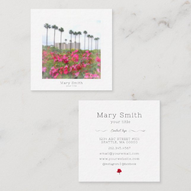 Beautiful Rose Garden Square Business Card (Front/Back)
