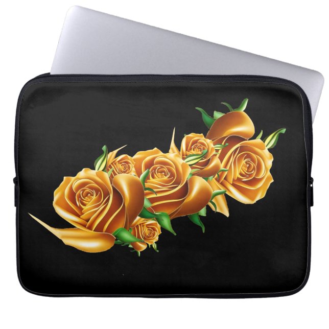 Beautiful rose gold flowers laptop sleeve (Front)