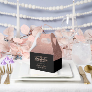 Beautiful Rose Gold Glitter and Black Favour Box