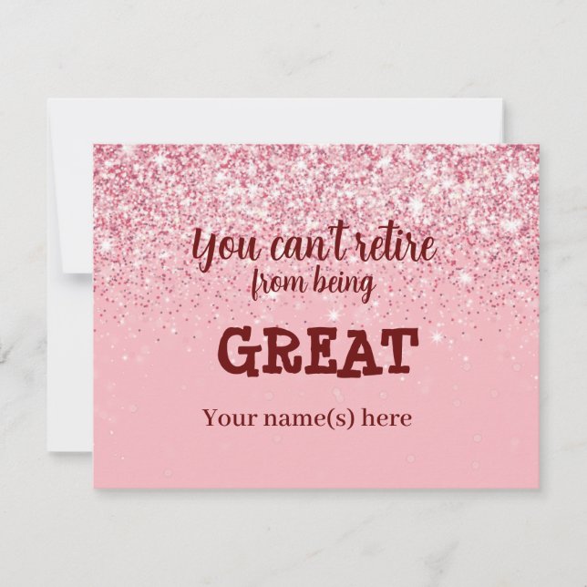 Beautiful Rose Gold Glitter Blush Happy Retirement Card (Front)