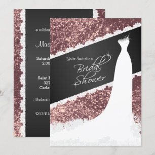 Beautiful Rose Gold Glitter Bridal Shower Invitation