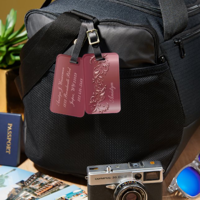 Beautiful Rose Gold Luggage Tag (Front & Back)