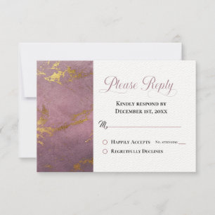 Beautiful Rose & Gold Marble RSVP Please Reply