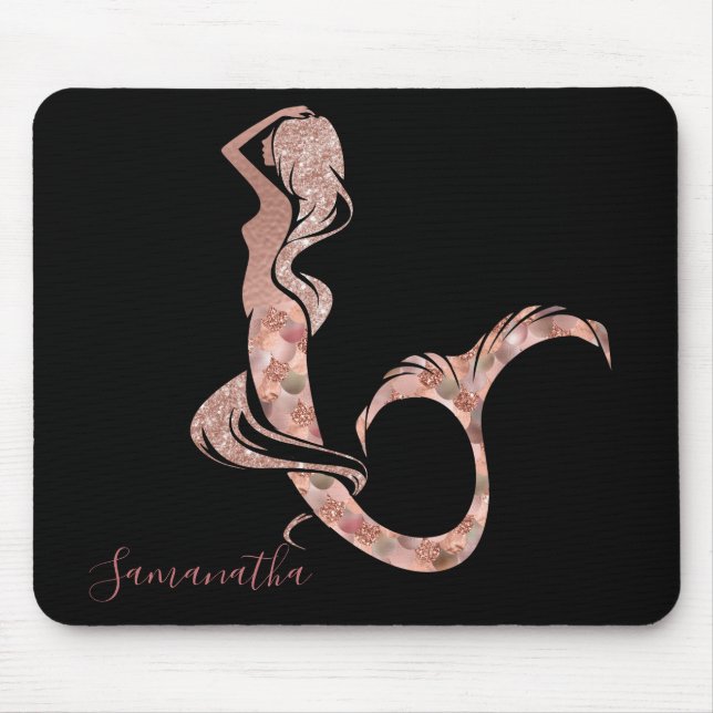Beautiful Rose Gold Mermaid Glitter Scales Mouse Mat (Front)