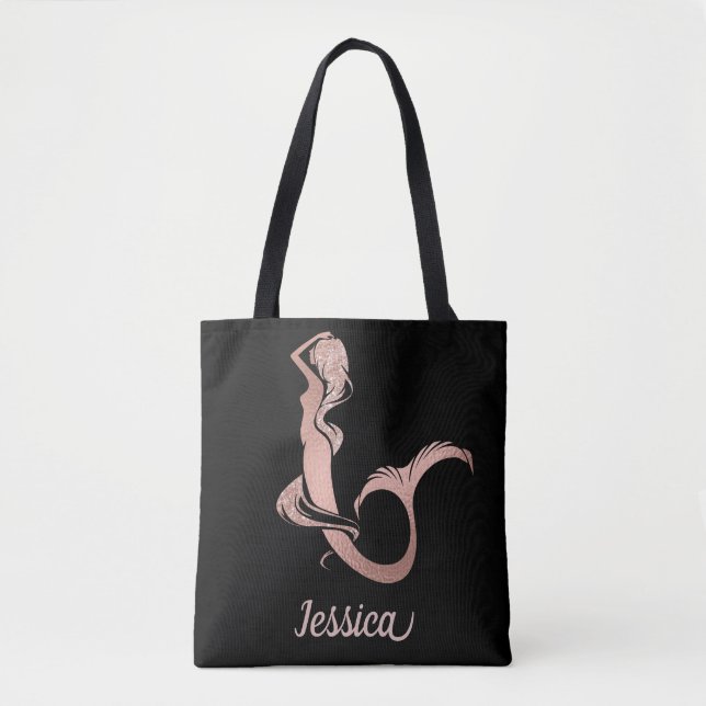 Beautiful Rose Gold Personalised Tote Bag (Front)