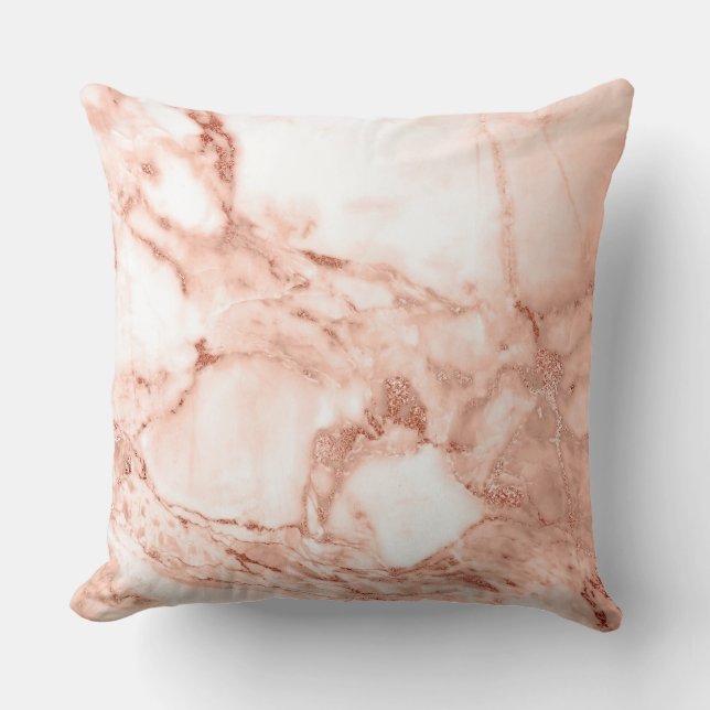 Beautiful Rose Gold Sparkle Marble Pattern Cushion (Front)