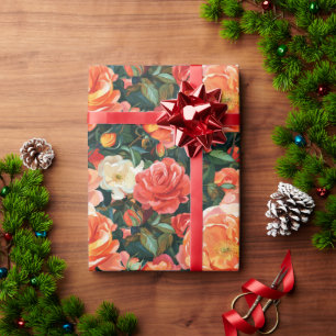 Beautiful Rose Greenery Wrapping Paper