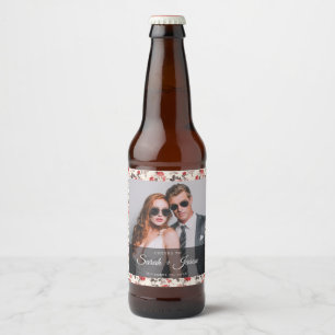 Beautiful Rose Minimalist Wedding Beer Label