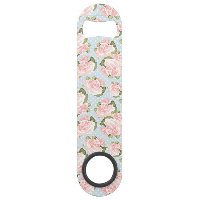 Beautiful rose pattern with blue polka dots (Front)