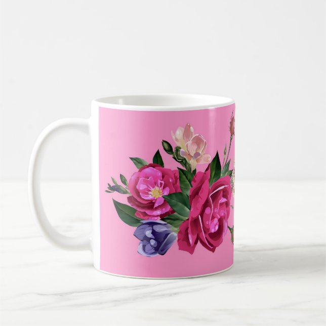 Beautiful Rose Sketch Coffee Mug (Left)