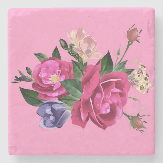 Beautiful Rose Stone Coaster (Front)