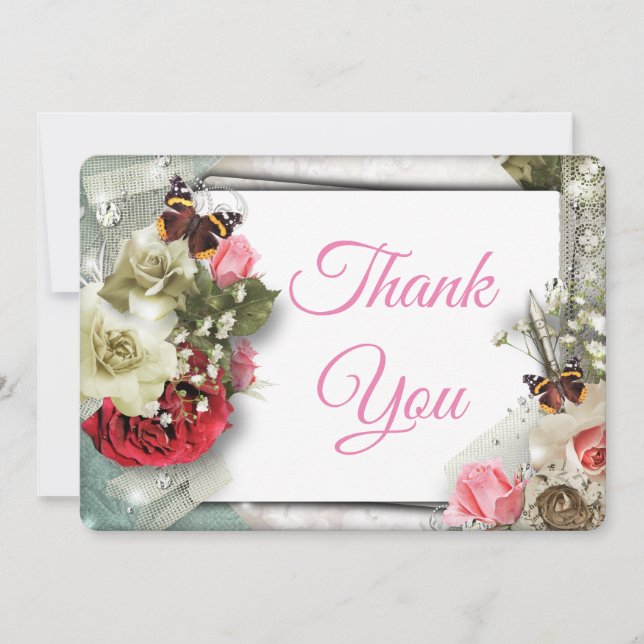 Beautiful Rose Thank You Card (Front)