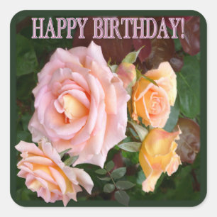 Beautiful Roses Birthday Square Sticker