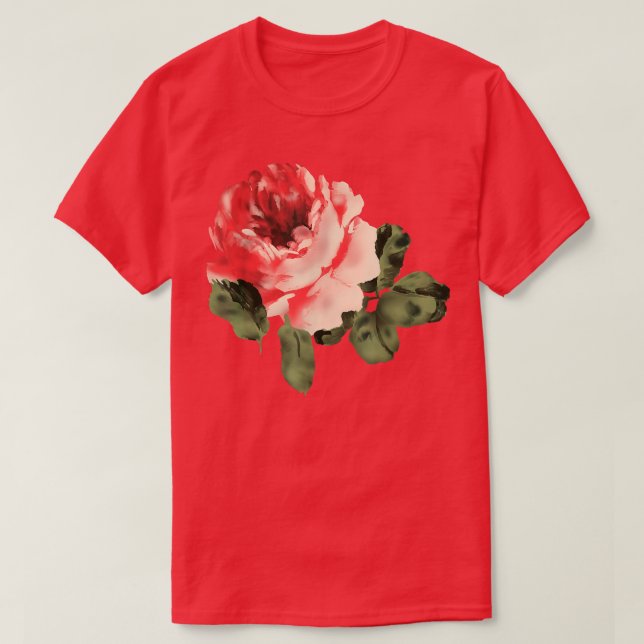 Beautiful Roses, Cute Graphic Watercolor Flower Pr T-Shirt (Design Front)
