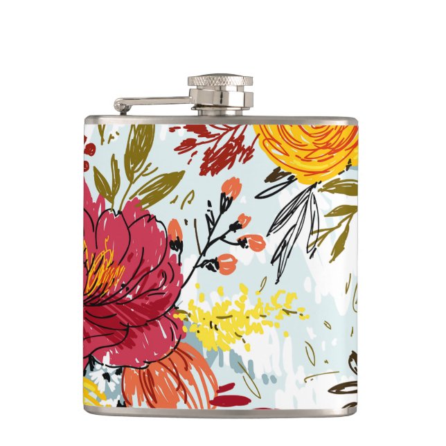 Beautiful Roses Hip Flask (Front)